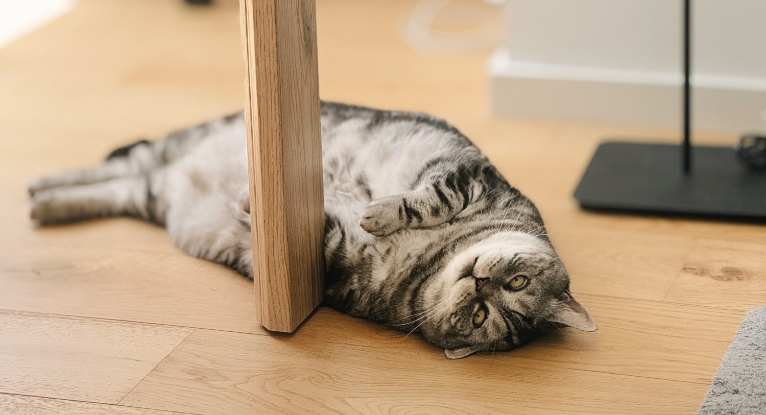 Grey cat laying under table - Photo by Bodega on Unsplash Grey cat laying under table - Photo by Bodega on Unsplash